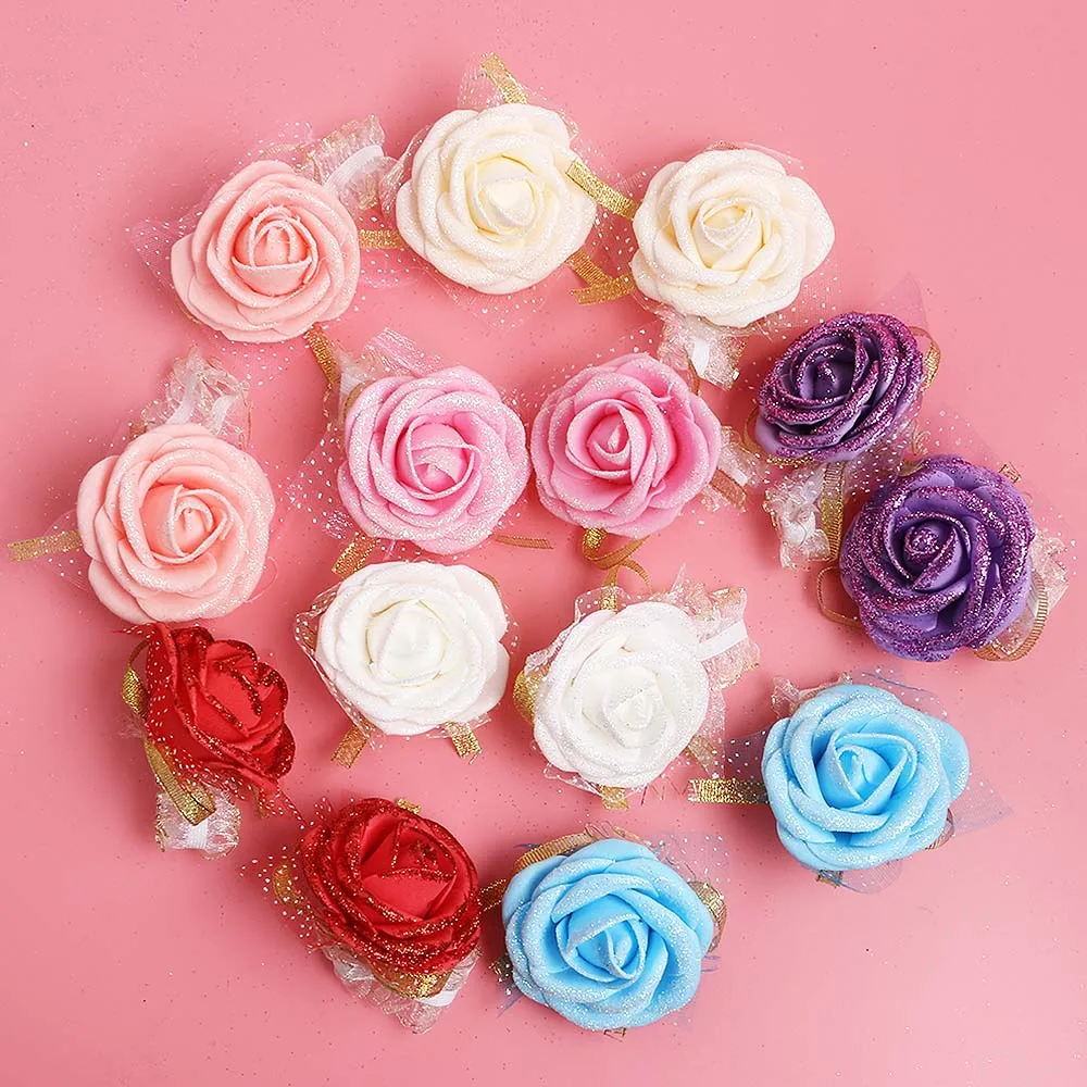 2pcs Rose Wrist Corsage Ribbon Flower Silk Bracelet Wedding Party Bridesmaid Hand Craft Flower Wedding Decoration
2pcs Rose Wrist Corsage Ribbon Flower Silk Bracelet Wedding Party Bridesmaid Hand Craft Flower Wedding Decoration