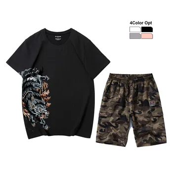Men T Shirt Set Loose Skate Jogging Tee Short Sleeves Top Camouflage Pants Trousers Woof Summer Wear Outdoor Suits
Men T Shirt Set Loose Skate Jogging Tee Short Sleeves Top Camouflage Pants Trousers Woof Summer Wear Outdoor Suits