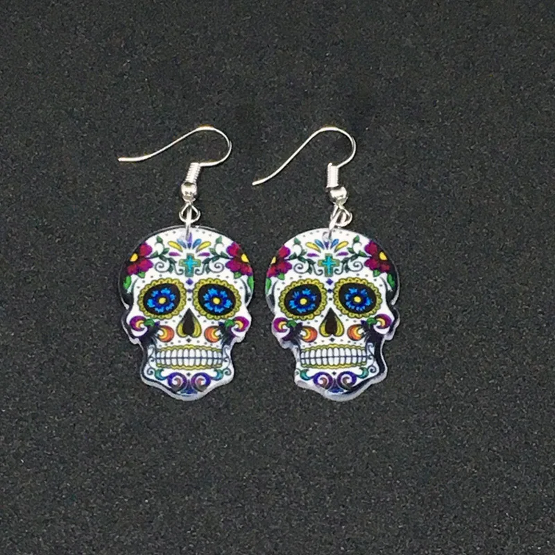 Calavera Sugary-sweet whimsical skull Earrings Celebrate Mexican Day of the Dead Halloween Acrylic Sugar Skull Earring For Women
Calavera Sugary-sweet whimsical skull Earrings Celebrate Mexican Day of the Dead Halloween Acrylic Sugar Skull Earring For Women