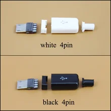 YuXi 4 Pin Plug Conector Micro USB Com Tampa De Plástico Branco Preto Tipo de Solda 4 em 1 DIY Plugs para cabo(China)