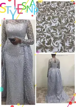 5 yards Glitter sequins French mesh African lace Nigeria lace fabric suitable for wedding dress fabric DIY clothing accessories 
5 yards Glitter sequins French mesh African lace Nigeria lace fabric suitable for wedding dress fabric DIY clothing accessories