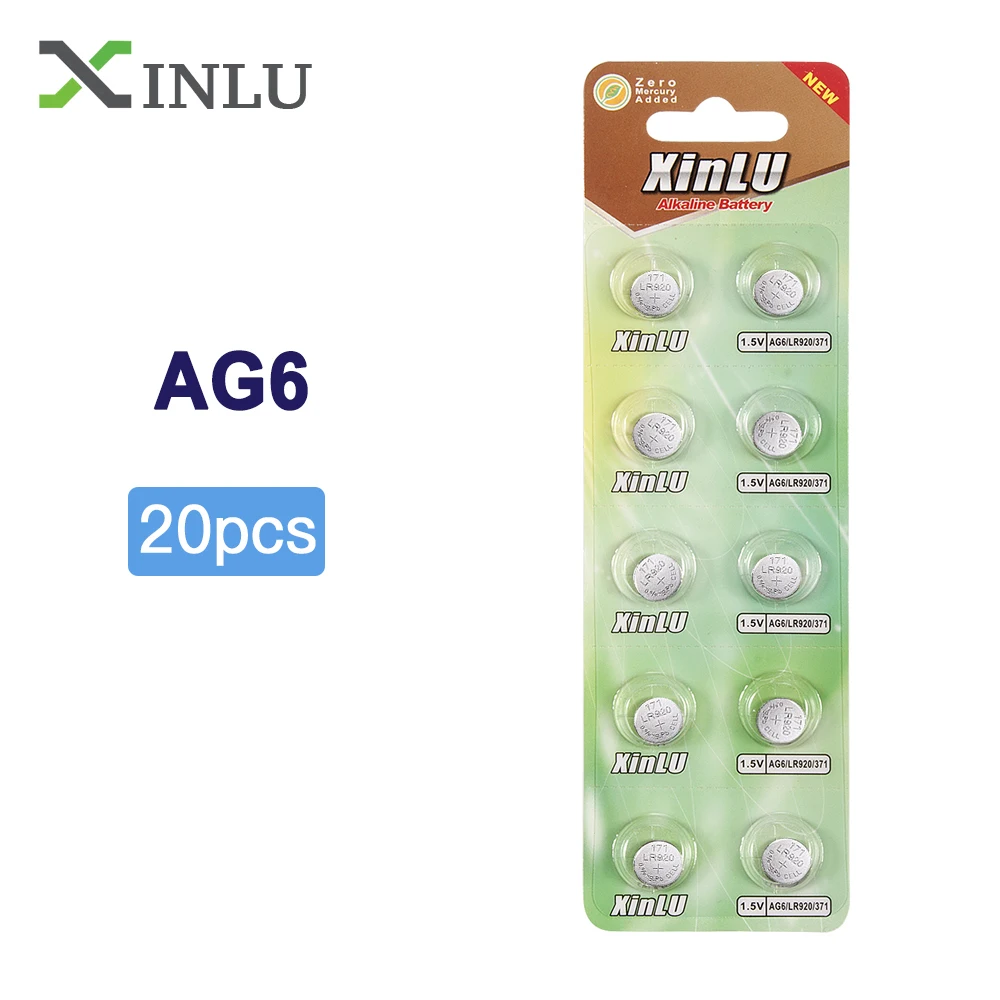 20pcs AG6 371 SR920SW LR920 SR927 171 370 L921 LR69 SR920 1.55V Button Cell watch Coin Alkaline Battery
20pcs AG6 371 SR920SW LR920 SR927 171 370 L921 LR69 SR920 1.55V Button Cell watch Coin Alkaline Battery