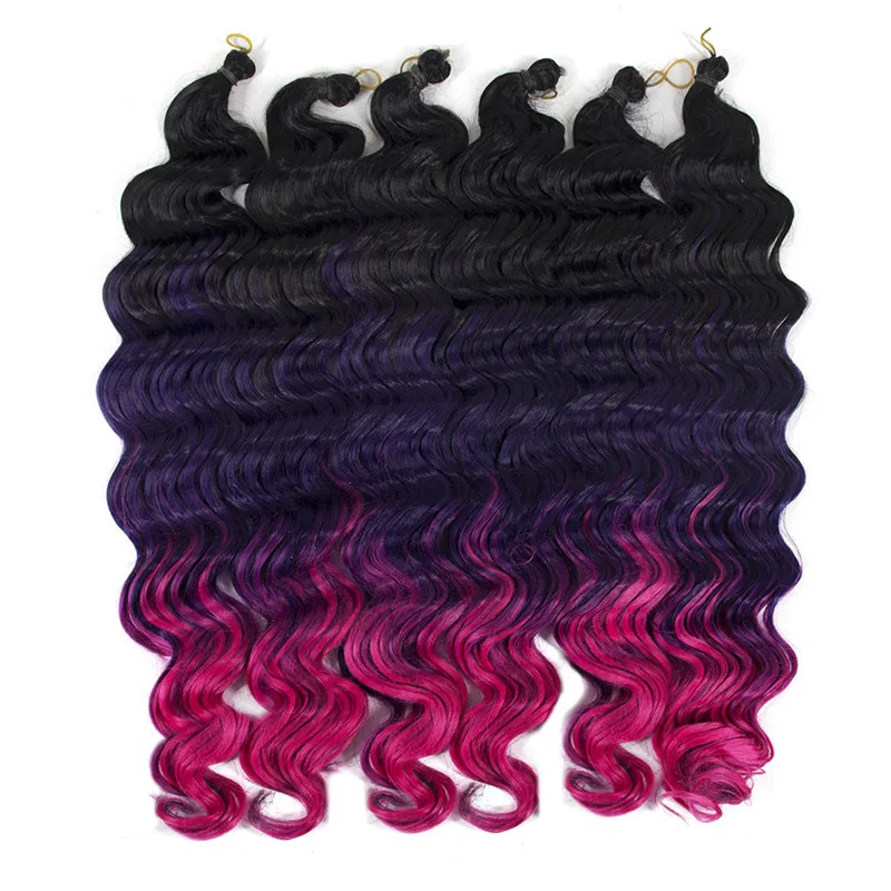 Deep wave black Ombre Crochet Braids Bulk Braiding Hair (6)