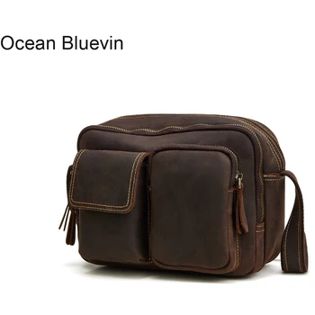 

OCEAN BLUEVIN Genuine Leather bag Business Men bags Laptop Tote Briefcases Crossbody bags Shoulder Handbag Men's Messenger Bag