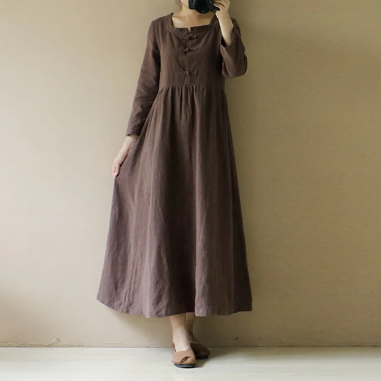 YoYiKamomo Women dress big size vintage cotton original linen dress buckle loose casual robe women
YoYiKamomo Women dress big size vintage cotton original linen dress buckle loose casual robe women