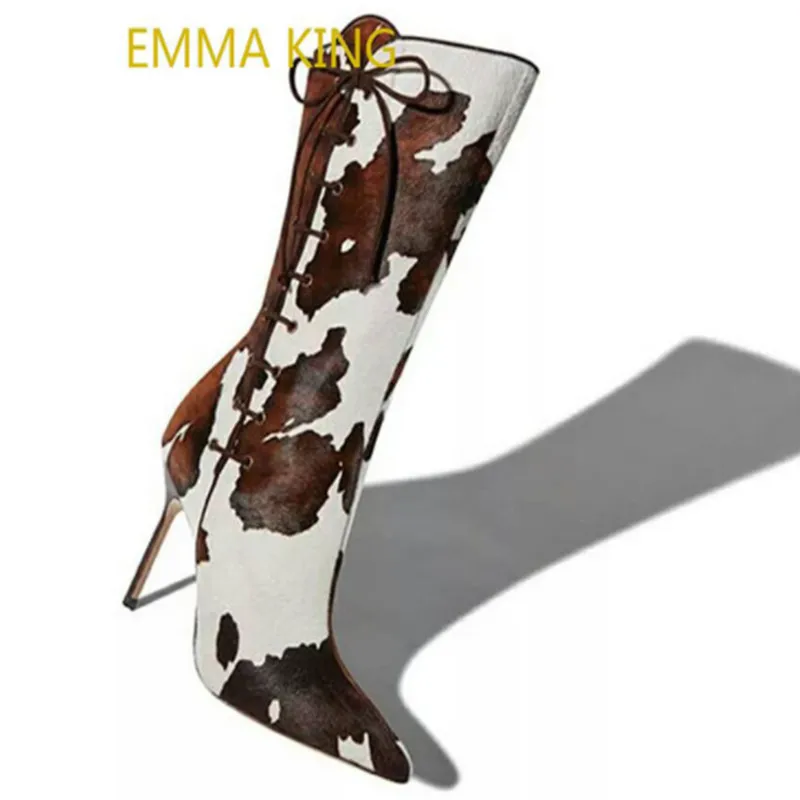 Spring New Pointed Toe Stiletto High Heels Women Boots Cattle Patch Prints Ladies Booties Side Zipper Lace Up Fashion Long Boots
Spring New Pointed Toe Stiletto High Heels Women Boots Cattle Patch Prints Ladies Booties Side Zipper Lace Up Fashion Long Boots
