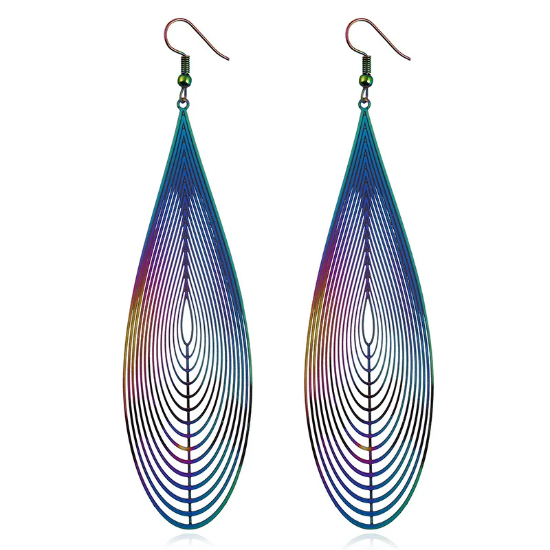Popular colorful earrings new technology computer cutting piece hollow stainless steel jewelry drop earrings long section
Popular colorful earrings new technology computer cutting piece hollow stainless steel jewelry drop earrings long section
