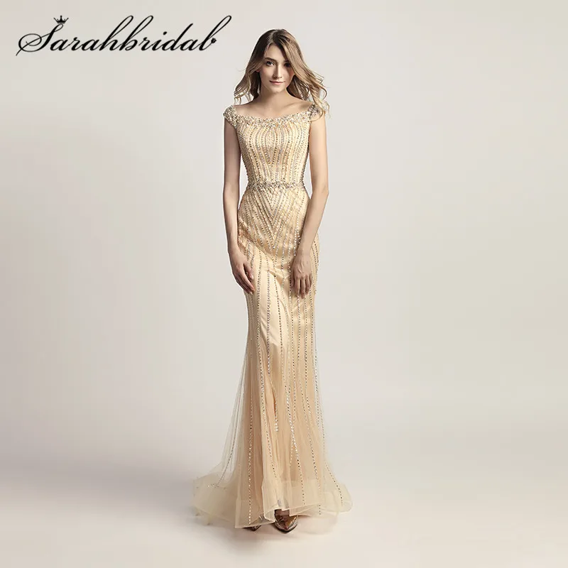 Elegant Long Mermaid Evening Dresses 2019 Luxury Champagne Off The Shoulder Beaded Beading Zipper Tulle Prom Party Gowns CC469
Elegant Long Mermaid Evening Dresses 2019 Luxury Champagne Off The Shoulder Beaded Beading Zipper Tulle Prom Party Gowns CC469