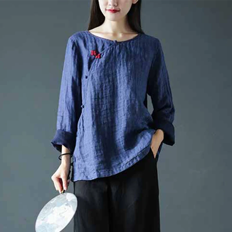 SCUWLINEN 2019 Spring Autumn Women Tops Vintage Handmade Embroidery Plate Buttons Long-sleeve Double Layer Linen Blouse S625
SCUWLINEN 2019 Spring Autumn Women Tops Vintage Handmade Embroidery Plate Buttons Long-sleeve Double Layer Linen Blouse S625