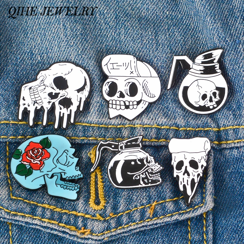 QIHE JEWELRY Skull pins Coffee Flower Pizza Skeleton Brooches Lapel pins Punk Dark Jewelry Brooches for men women couple
QIHE JEWELRY Skull pins Coffee Flower Pizza Skeleton Brooches Lapel pins Punk Dark Jewelry Brooches for men women couple