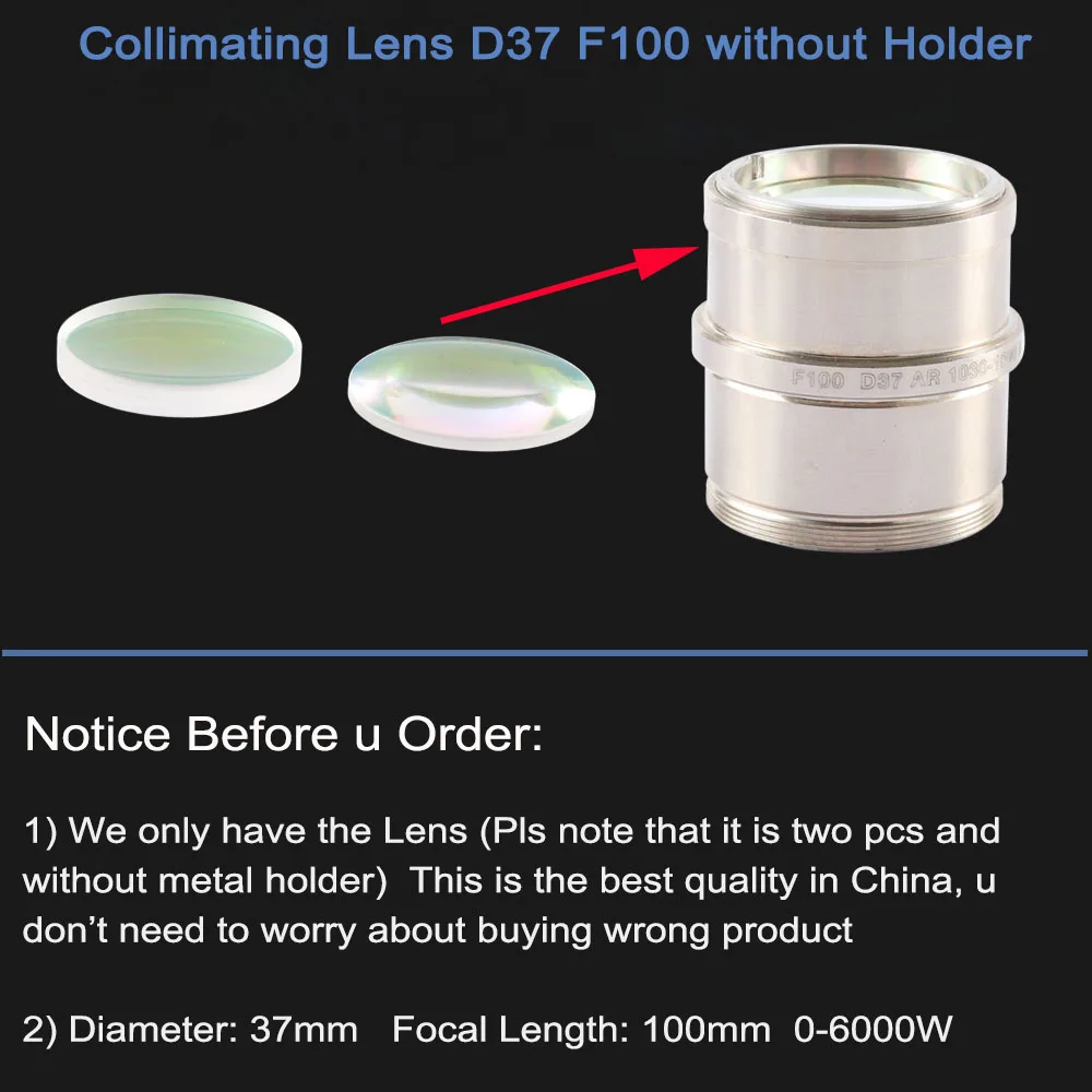LSKCSH Precitec Collimator Lens Collimating Lens D37 F100mm without holder for Precitec ProCutter Ermaksan Durma Fiber Laser
LSKCSH Precitec Collimator Lens Collimating Lens D37 F100mm without holder for Precitec ProCutter Ermaksan Durma Fiber Laser