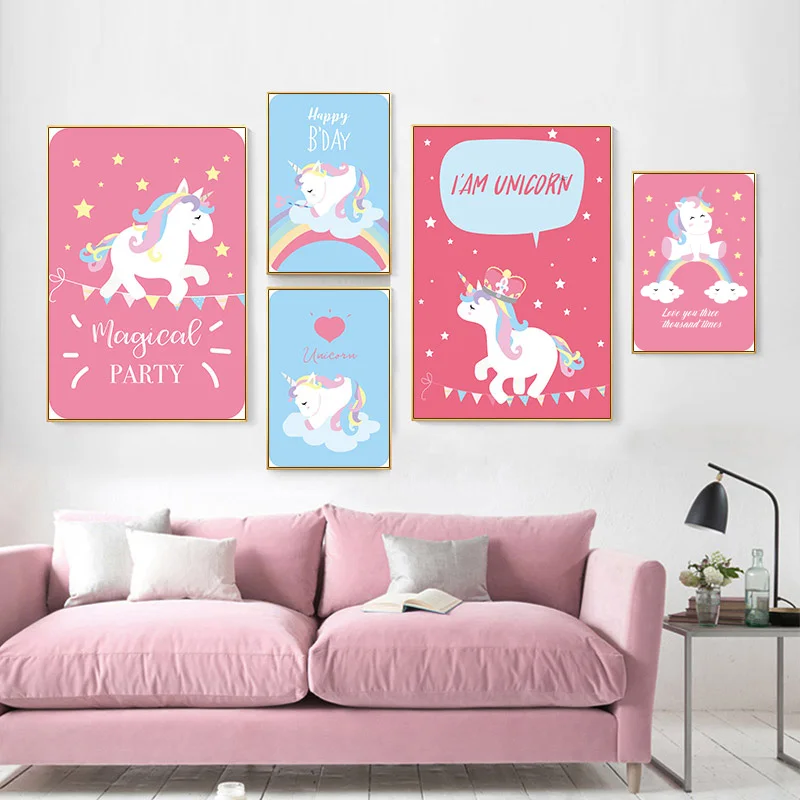 Pink Unicorn Posters and Prints Cartoon Animals Canvas Painting Quotes Modern Wall Art Picture Nursery Kids Bedroom Decoration
Pink Unicorn Posters and Prints Cartoon Animals Canvas Painting Quotes Modern Wall Art Picture Nursery Kids Bedroom Decoration