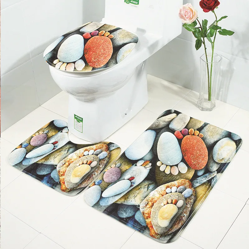 3PCS Toilet Floor Mat Set with Pebble feet Printing Non-Slip absorbent Flannel Bathroom Carpet Toilet Cover and floor Rugs set
3PCS Toilet Floor Mat Set with Pebble feet Printing Non-Slip absorbent Flannel Bathroom Carpet Toilet Cover and floor Rugs set