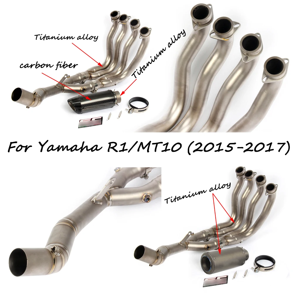Motorcycle Titanium Alloy Full Exhaust Pipe With Middle Section Non-destructive Modification System For Yamaha R1 MT10 2015-2017
Motorcycle Titanium Alloy Full Exhaust Pipe With Middle Section Non-destructive Modification System For Yamaha R1 MT10 2015-2017