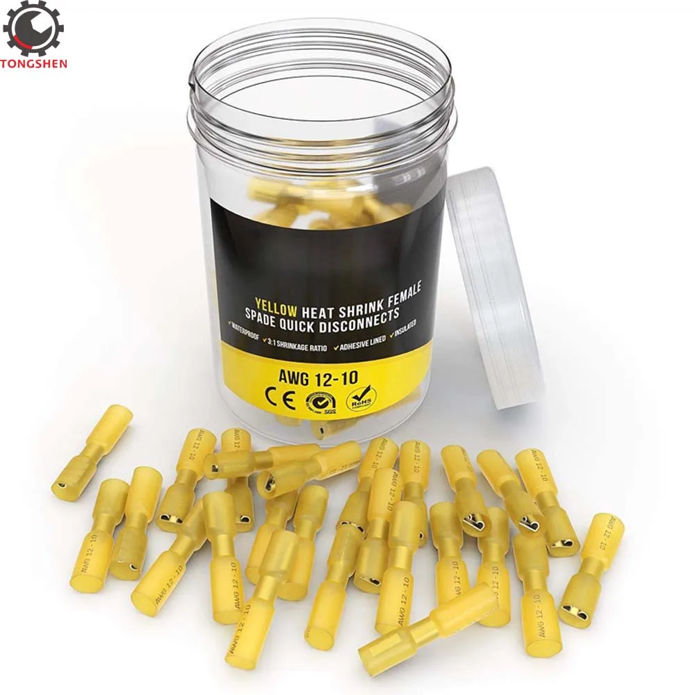Female Spade Crimp Connectors 40Pcs 3:1 Polyolefin Heat Shrink Wire Connector Quick Disconnect Electrical Connectors for Boats
Female Spade Crimp Connectors 40Pcs 3:1 Polyolefin Heat Shrink Wire Connector Quick Disconnect Electrical Connectors for Boats