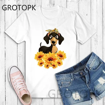 Women's Harajuku Kawaii Lady Tumblr Ulzzang Cartoon Funny T-shirts Summer Sunflower Dachshund Print T Shirt Casual Top Female
Women's Harajuku Kawaii Lady Tumblr Ulzzang Cartoon Funny T-shirts Summer Sunflower Dachshund Print T Shirt Casual Top Female