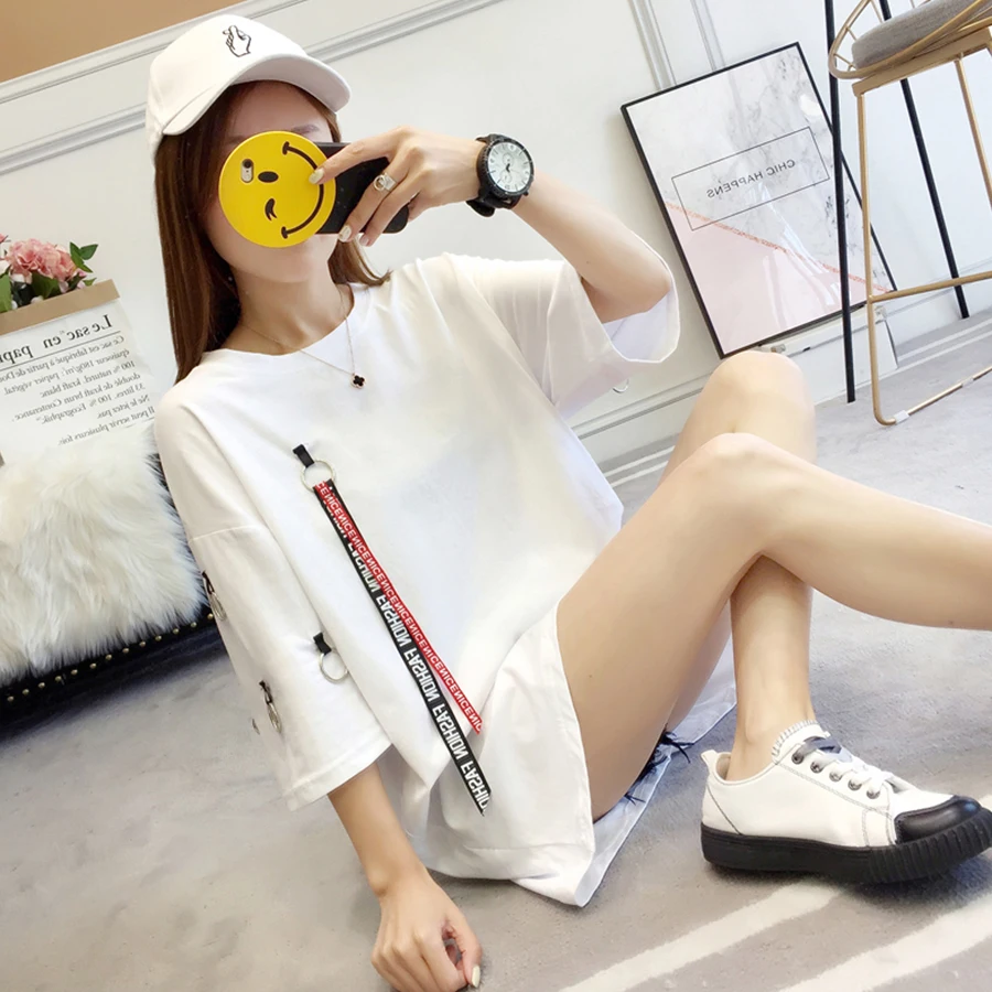 Long Summer T-Shirt Women K-pop Ribbon Ring Loose Ulzzang Harajuku Streetwear Top Femme Oversized Korean Style T Shirt Plus Size
Long Summer T-Shirt Women K-pop Ribbon Ring Loose Ulzzang Harajuku Streetwear Top Femme Oversized Korean Style T Shirt Plus Size