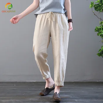 Women Linen Cotton Casual Harem Pants Candy Color Yellow Green Apricot Summer Ladies Pants Trousers 
Women Linen Cotton Casual Harem Pants Candy Color Yellow Green Apricot Summer Ladies Pants Trousers