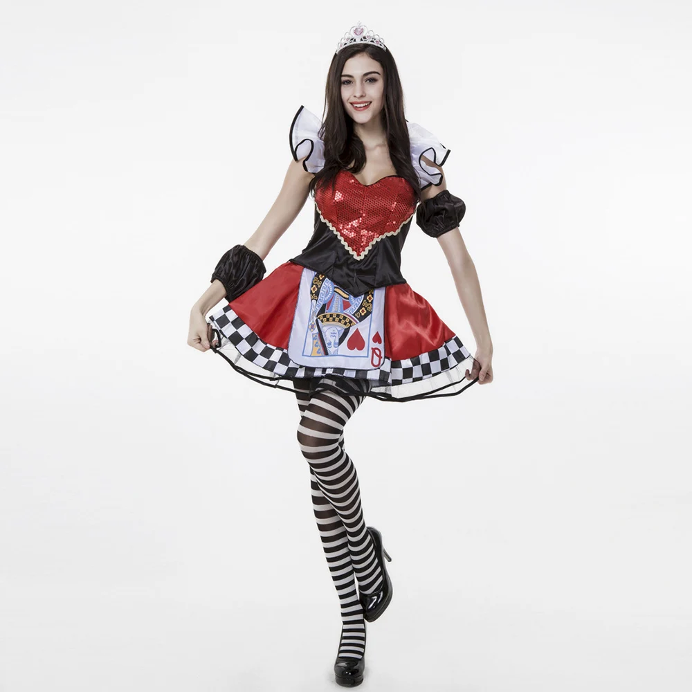 VASHEJIANG Adult Red Poker Queen of Hearts Costume paillette Deluxe Queen of Heart Cosplay Costumes For Halloween Party Dress
VASHEJIANG Adult Red Poker Queen of Hearts Costume paillette Deluxe Queen of Heart Cosplay Costumes For Halloween Party Dress