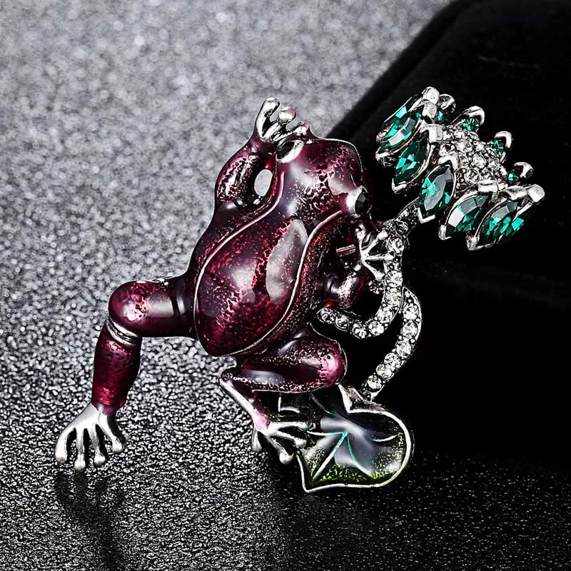 Donia jewelry cute Green red brown Enamel frog Crystal lotus Brooch Pins For Women Kids Scarf Clothes Hat Accessories Jewelry | Украшения и