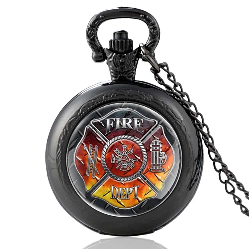 Black Fashion Classic Fire Dept Quartz Pocket Watch Vintage Fire Fighters Control Pendant Necklace Watches
Black Fashion Classic Fire Dept Quartz Pocket Watch Vintage Fire Fighters Control Pendant Necklace Watches