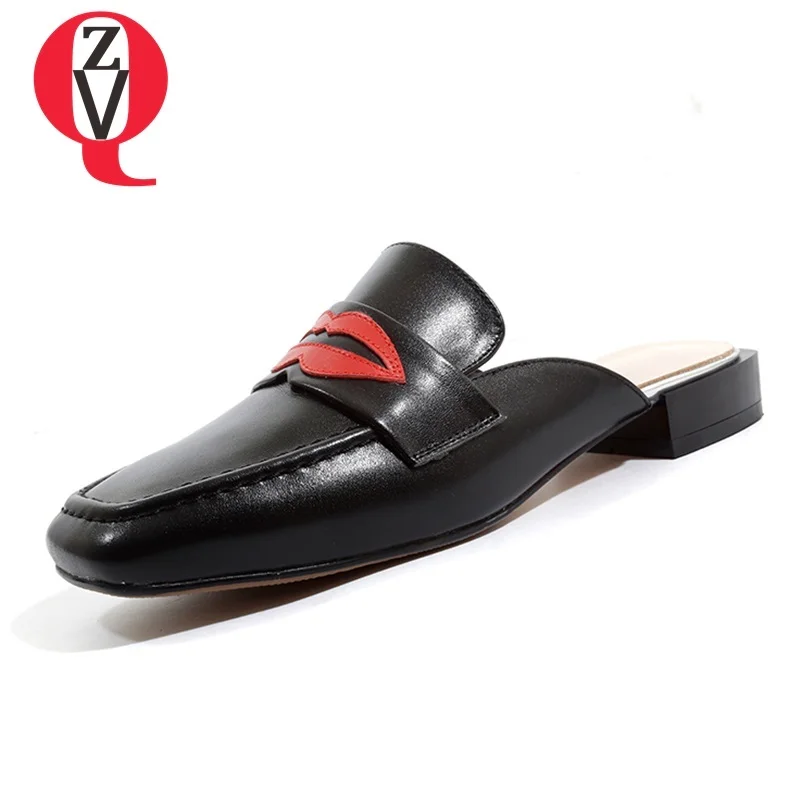 ZVQ shoes woman spring new fashion mixed colors genuine leather square toe woman slippers outside low square heels ladies shoes 
ZVQ shoes woman spring new fashion mixed colors genuine leather square toe woman slippers outside low square heels ladies shoes