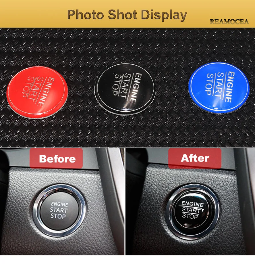 Reamocea 1Pc Car Engine One Button Start Stop Ignition Switch Replacement Cover Cap Molding For Toyota Camry 2018 (11)