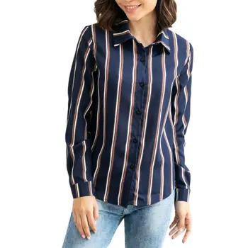 Europe and the United States Striped Fashion Tops and Blouses Elegant Lapel Long Sleeve Blouse Ladies Casual Tops Feminina
Europe and the United States Striped Fashion Tops and Blouses Elegant Lapel Long Sleeve Blouse Ladies Casual Tops Feminina