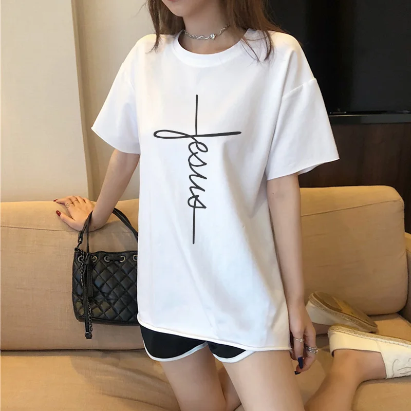 New 2019 T-Shirts Cross Print Women T Shirts O-Neck Short Sleeve Summer Casual Tops Tee Trend style Funny Harajuku clothing
New 2019 T-Shirts Cross Print Women T Shirts O-Neck Short Sleeve Summer Casual Tops Tee Trend style Funny Harajuku clothing