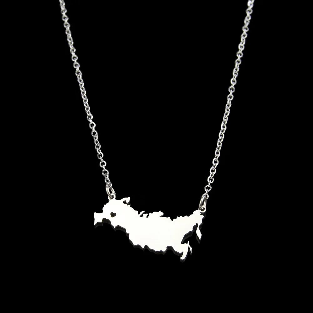 Stainless Steel Russian Federation necklace Russia Map necklace for women geometric Heart pendant necklace custom jewelery gift
Stainless Steel Russian Federation necklace Russia Map necklace for women geometric Heart pendant necklace custom jewelery gift