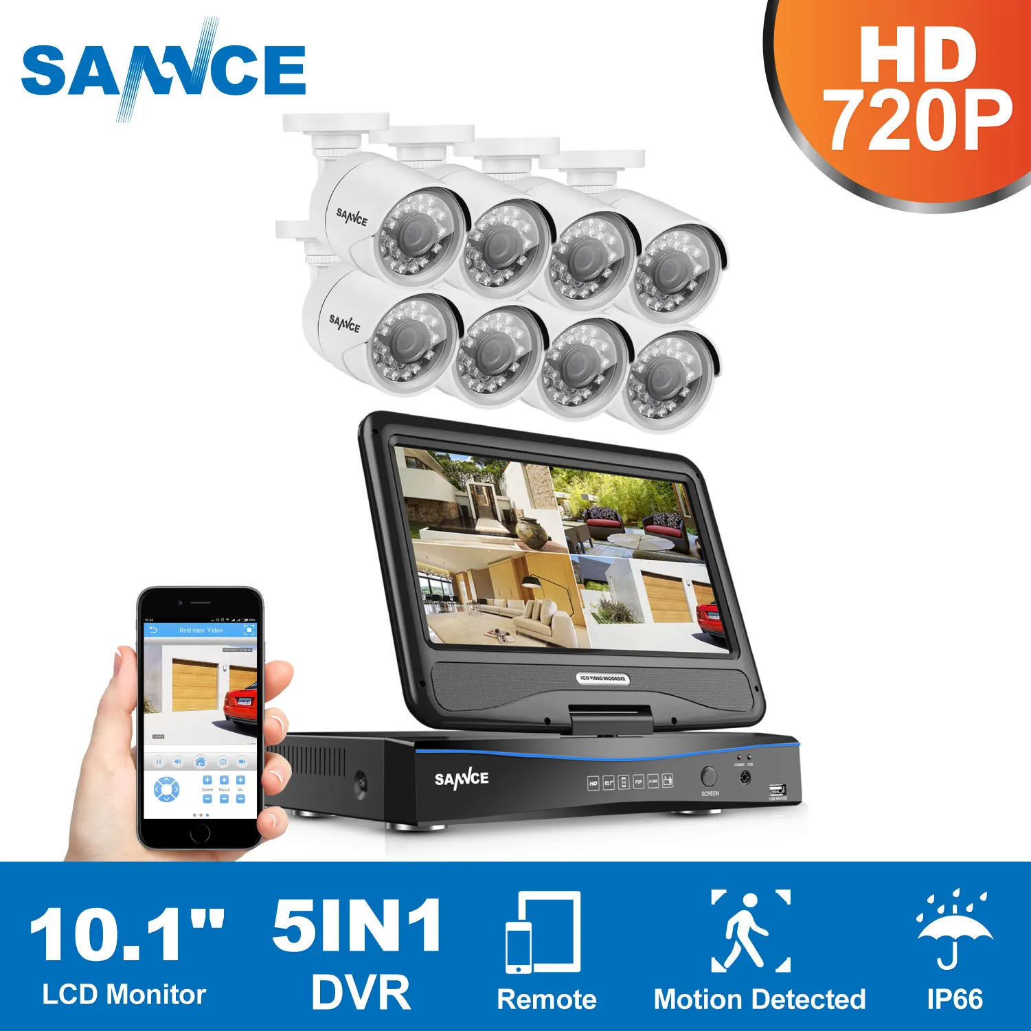 SANNCE HD 5in1 10.1inch Displayer CCTV System 1080N 8CH DVR 8PCS 720P IR CCTV Cameras Home Surveillance Security System DT
SANNCE HD 5in1 10.1inch Displayer CCTV System 1080N 8CH DVR 8PCS 720P IR CCTV Cameras Home Surveillance Security System DT