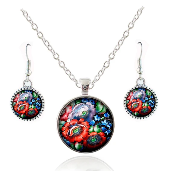 Glass cabochons jewelry set multicolor flower pendant necklace silver earring set long statement necklace rose jewellery sets
Glass cabochons jewelry set multicolor flower pendant necklace silver earring set long statement necklace rose jewellery sets