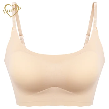 Women Seamless Bra Push Pad Maternity Nursing Bras Sleep Bra Adjusted-straps Black nude Crop Top Padded