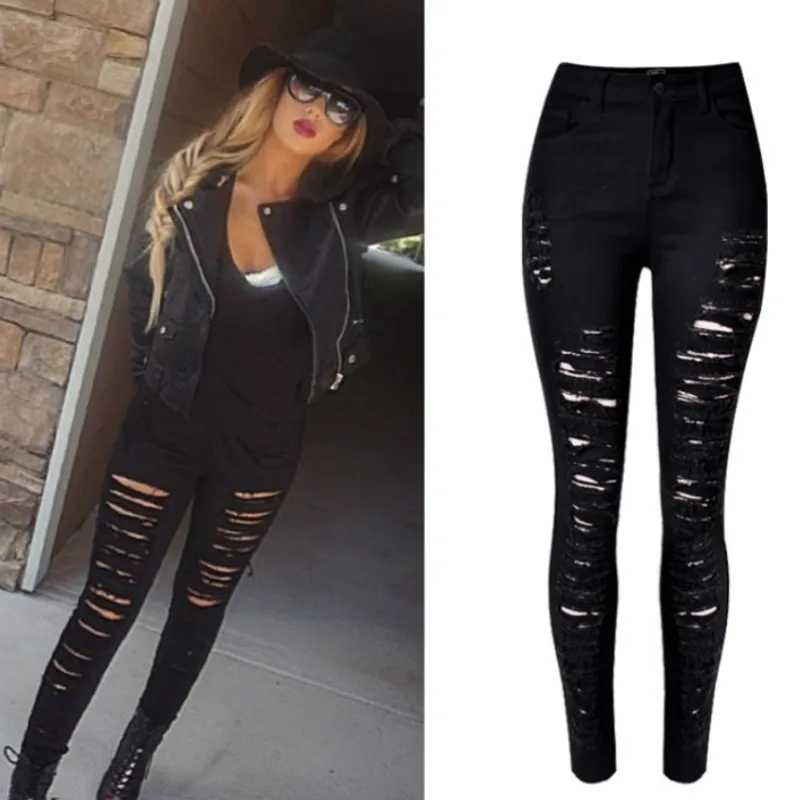Fashion High Waist Black Elasticity Skinny Jeans Women Hole Hollow Out High Street Plus Size Push Up Vintage Ripped Trousers
Fashion High Waist Black Elasticity Skinny Jeans Women Hole Hollow Out High Street Plus Size Push Up Vintage Ripped Trousers