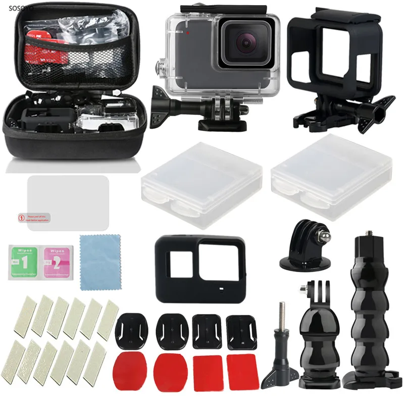 31 in 1 Waterproof shell Silicone Case Protective frame Small storage bag Set For Gopro Hero 7 Silver & White Sports Camera
31 in 1 Waterproof shell Silicone Case Protective frame Small storage bag Set For Gopro Hero 7 Silver & White Sports Camera