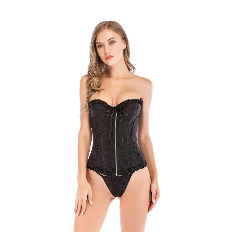 Women Sexy Lingerie Push Up Shapewear Overbust Corsets And Bustiers with G-string Zipper Black Waist Trainer Gothic Corselet
Women Sexy Lingerie Push Up Shapewear Overbust Corsets And Bustiers with G-string Zipper Black Waist Trainer Gothic Corselet