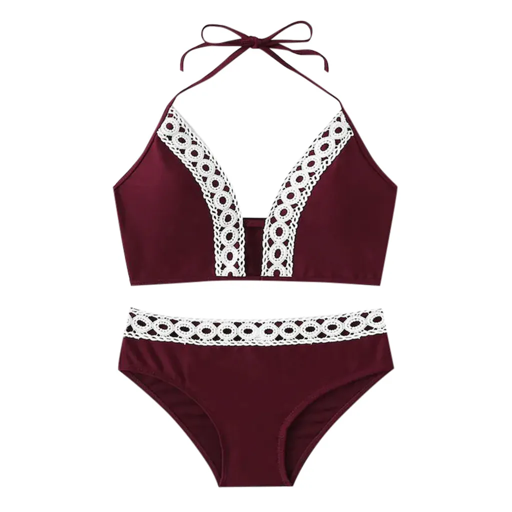 Swimwear Black Wine red Women Swimming Costume Padded Lace tie Swimsuit Swimwear Bikini Summer Sea swimwear упальник 2019
Swimwear Black Wine red Women Swimming Costume Padded Lace tie Swimsuit Swimwear Bikini Summer Sea swimwear упальник 2019