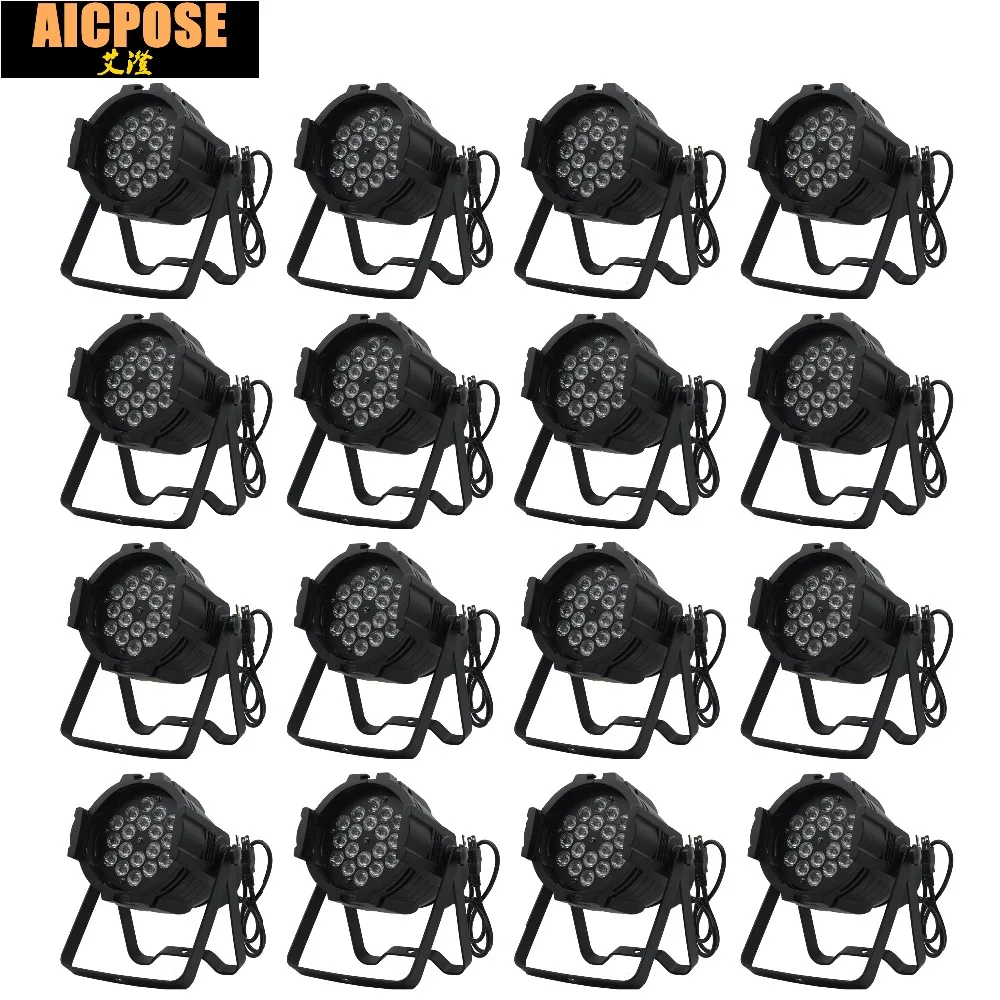16pcs/lots 18x3w Aluminu LED Stage light RGB Par projector With DMX512 Master Slave Laser DJ Equipments luzes para festa | Освещение