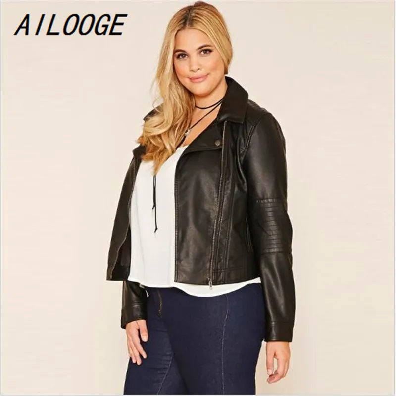 AILOOGE Jacket Women Autumn Soild Black Zipper Turn Down Collar Leather Jacket Long Sleeve Casual Short Plus Size Coat 4XL 5XL
AILOOGE Jacket Women Autumn Soild Black Zipper Turn Down Collar Leather Jacket Long Sleeve Casual Short Plus Size Coat 4XL 5XL
