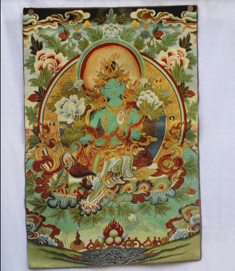 

Collectible Traditional Tibetan Buddhism in Nepal Thangka of Buddha paintings ,Big size Buddhism silk brocade painting p002655