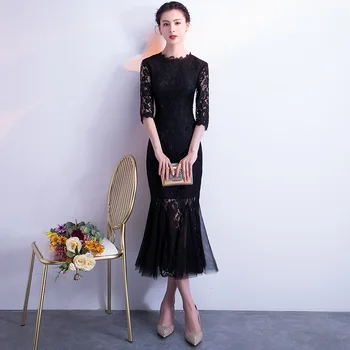Black Bride Cheongsam Long Modern Qipao Lace Sexy Chinese Oriental Style Dresses Traditional Wedding Dress Women Fashion S-3XL
Black Bride Cheongsam Long Modern Qipao Lace Sexy Chinese Oriental Style Dresses Traditional Wedding Dress Women Fashion S-3XL