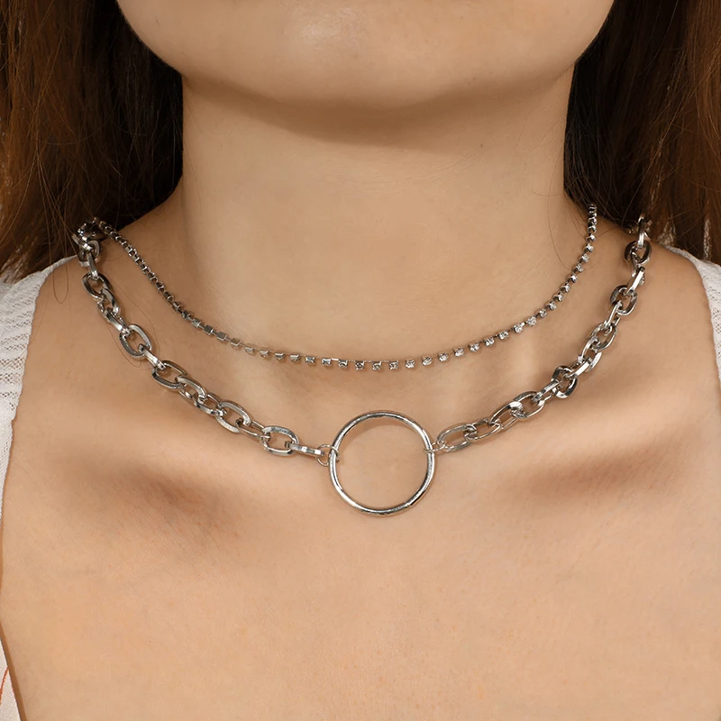 HuaTang Punk Silver Color Choker Necklace for Women Crystal Geometric Circel Charm Chain Chokers Necklaces Collares C07107
HuaTang Punk Silver Color Choker Necklace for Women Crystal Geometric Circel Charm Chain Chokers Necklaces Collares C07107