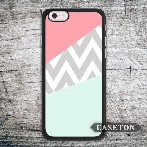 Coral and Mint Chevron Block font b Case b font For font b iPhone b font
