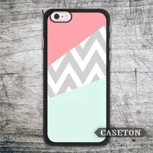 Coral and Mint Chevron Block Case For iPhone 7 6 6s Plus 5 5s SE 5c and For iPod 5 High Quality Lovely Phone Cover