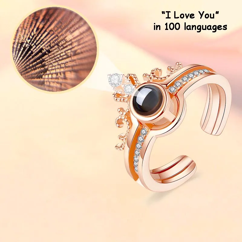Donarsei Romantic I Love You 100 Languages Projection Rings For Lovers Wedding Rose Gold Crown Love Open Promise Rings Gift
Donarsei Romantic I Love You 100 Languages Projection Rings For Lovers Wedding Rose Gold Crown Love Open Promise Rings Gift