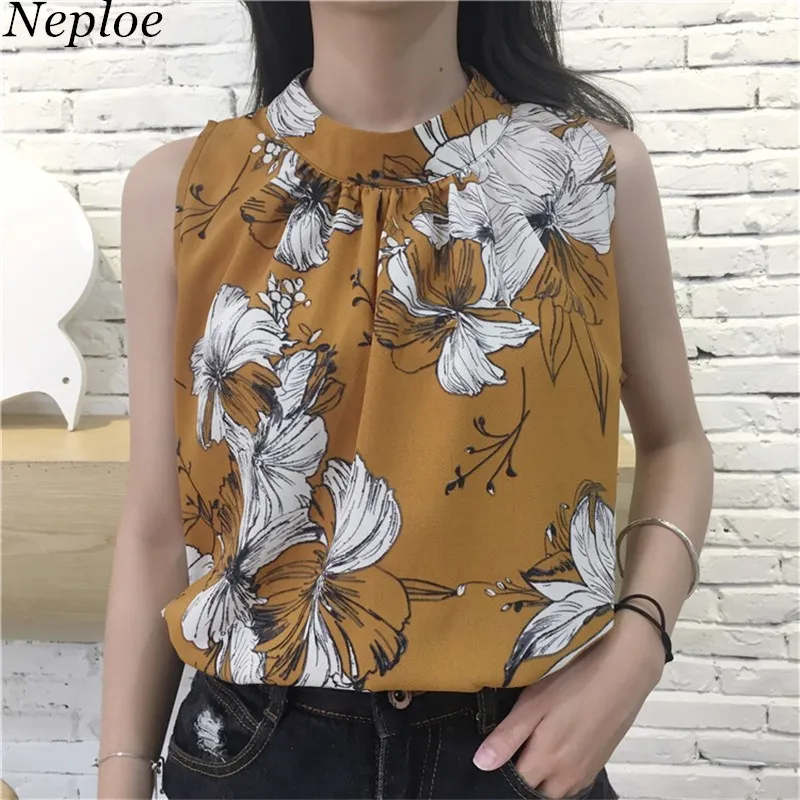Neploe Sleeveless Floral Women Blusas Korean New Fashion Halter Elegant Chiffon Shirts Summer Casual Loose Blouse 66646
Neploe Sleeveless Floral Women Blusas Korean New Fashion Halter Elegant Chiffon Shirts Summer Casual Loose Blouse 66646