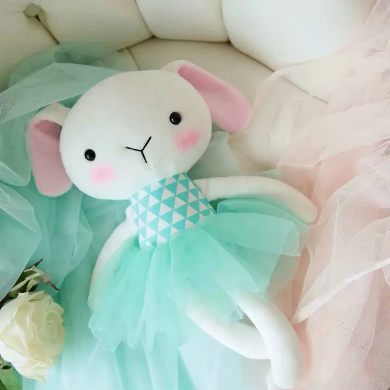 

ins High quality Baby stuffed Green dressing rabbit toy plush Soft Skirt Cat/Lamb doll baby sleeping appease toy gift for girl
