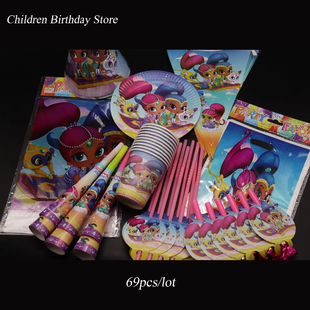 69pcs/lot Shimmer and Shine disposable tableware set Shimmer and Shine theme birthday party decorations Shine plates cups straws
69pcs/lot Shimmer and Shine disposable tableware set Shimmer and Shine theme birthday party decorations Shine plates cups straws