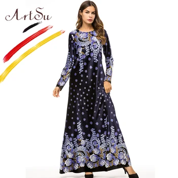 ArtSu Women Elegant Long Sleeve Floral Print Ethnic Maxi Dress Plus Size Navy Blue Casual Loose Velvet Winter Dress Robe Femme
ArtSu Women Elegant Long Sleeve Floral Print Ethnic Maxi Dress Plus Size Navy Blue Casual Loose Velvet Winter Dress Robe Femme