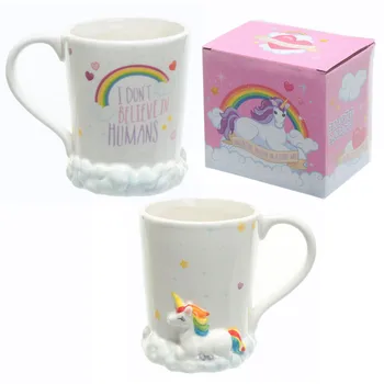 New Unicorn Mug 3D Ceramic Coffee Ceramic Cup with Rainbow and White clouds "I Don't Believe Humans"
New Unicorn Mug 3D Ceramic Coffee Ceramic Cup with Rainbow and White clouds "I Don't Believe Humans"